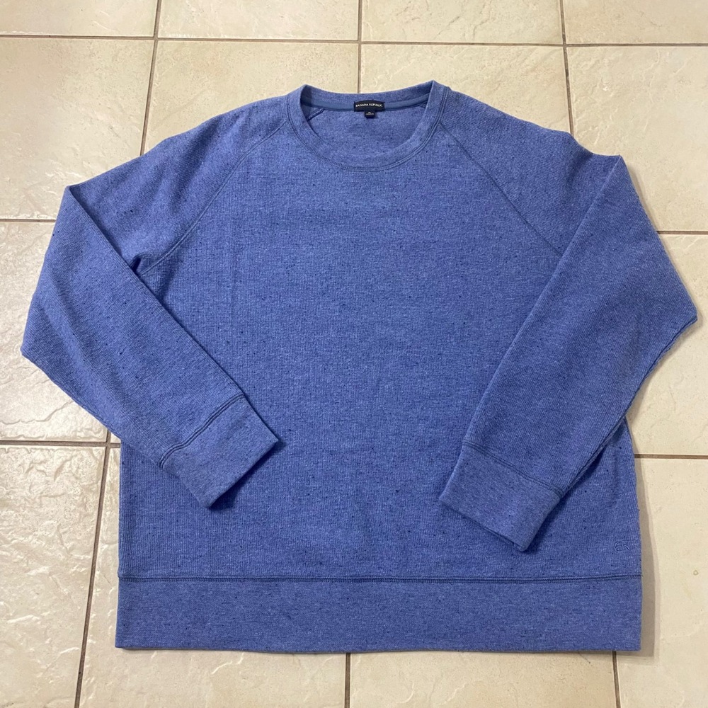Banana Republic Mens Heathered Blue Crewneck Raglan Sleeve Pullover SweatshirtXL